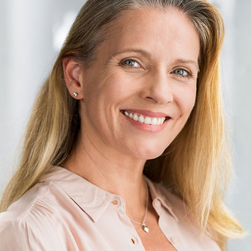 Blonde Middle age Woman Smiling