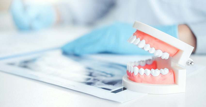 A false teeth in a dentist table